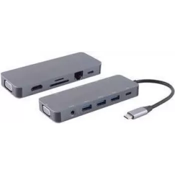 shiverpeaks ®-BASIC-S--USB-DOCK--USB-C daudzportu dokstacija, 11in1, HDMI, VGA, PD, Hub, SD, LAN, AUX (BS14-05028)