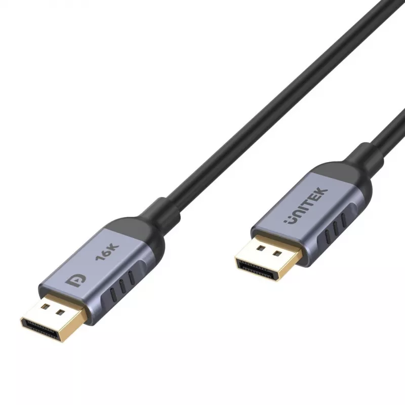 DisplayPort kabelis Unitek C1626GY01-1.5M — 1,5 m, DisplayPort 2.1, Tēviņš-Tēviņš, 360 Hz, 15360×8640, Pelēks