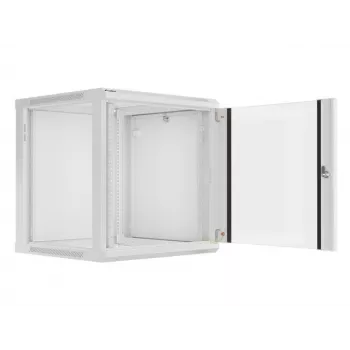 Lanberg sienas montāžas 19 inch 12U 600x600mm pelēks skapis ar stikla durvīm