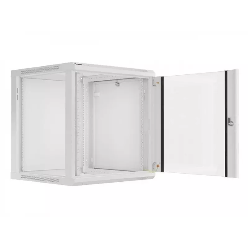 Lanberg sienas montāžas 19 inch 12U 600x600mm pelēks skapis ar stikla durvīm