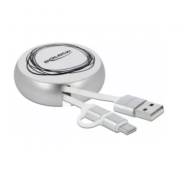 Saliekams USB 2.0 kabelis DeLOCK 2-in-1 Type-A uz Micro-B un USB-C™