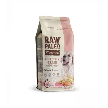Sausā suņu barība kucēniem VETEXPERT Raw Paleo Healthy Grain Salmon and Barley 10 kg, proteīns 29%, tauki 17%, mitrums 9%
