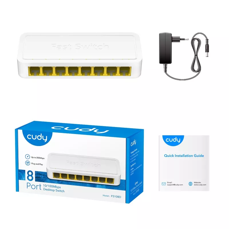 Cudy FS108D tīkla slēdzis Fast Ethernet 10/100, 8 porti