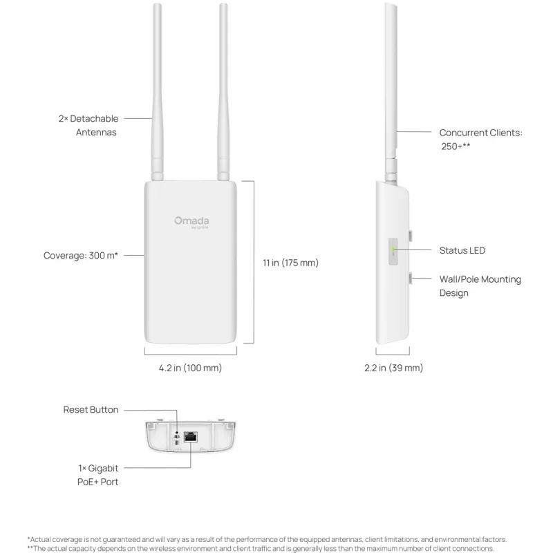 TP-Link Omada EAP603-Outdoor āra piekļuves punkts 1800 Mbit/s balts PoE