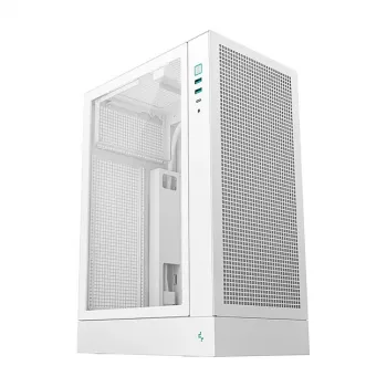 PC korpuss DeepCool CH170 PLUS WH Midi Tower — balts, rūdīts stikls, atbalsta micro ATX/mini-ITX, GPU līdz 34,2 cm, CPU dzesētāja augstums 164 mm
