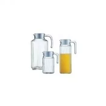 Stikla krūze Esmeyer Quadro 1,7 L, augstums 256 mm, ar baltu plastmasas vāku