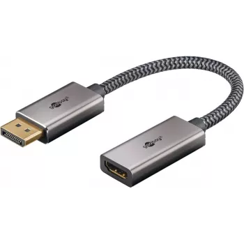 Plus DisplayPort > HDMI adaptera kabelis, 8K @ 60Hz (Pelēks, 20cm, 32 Gbit/s)