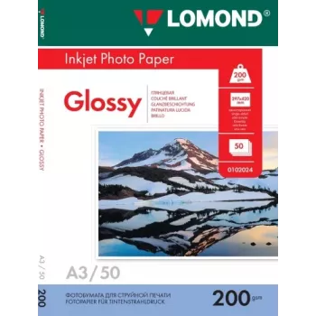 Lomond Photo Inkjet Paper Glossy 200 g/m2 A3, 50 loksnes