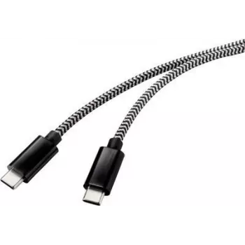 Renkforce USB 2.0 savienojuma kabelis [1x USB 2.0 C spraudnis - 1x USB 2.0 C spraudnis] 3,00 m Melns/Balts (RF-4598412)