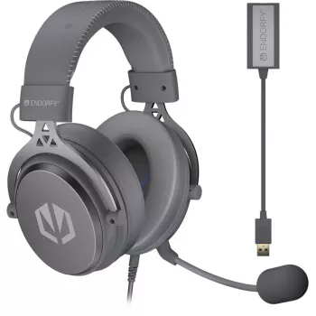 ENDORFY VIRO Plus USB Alt Gray spēļu austiņas, tumši pelēkas, USB-A, 3,5 mm ligzda, 7.1 USB skaņas karte