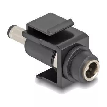 DeLOCK Keystone modulis DC 5.5 x 2.1 mm sievišķais uz DC 5.5 x 2.5 mm vīrišķais melns