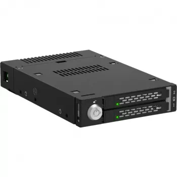 ICY DOCK ToughArmor MB834MK-B V2 — 2x M.2 NVMe uz 1x 3.5 inch nodalījumu mobilais grozs ar metāla slēdzeni un SlimSAS 4i savienotāju, melns