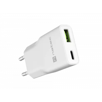 Barošanas adapteris NATEC Ribera NUC-2376 — 1× USB-A, 1× USB-C, 3 A izeja