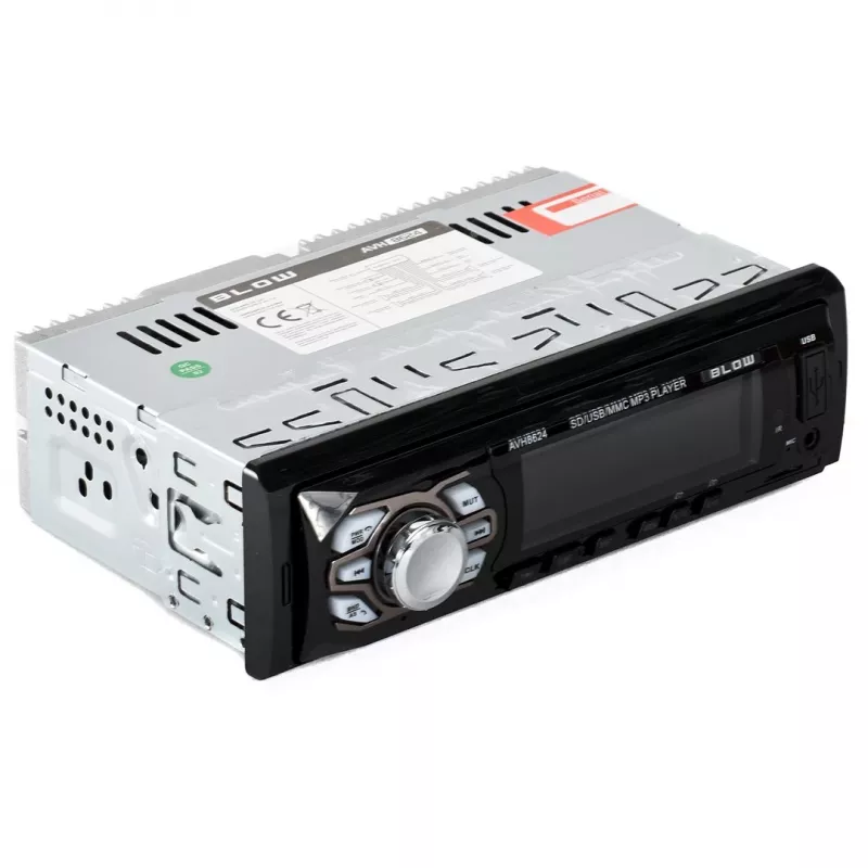 BLOW AVH-8624 auto radio, 1 DIN, FM RDS, Bluetooth, USB, SD/MMC, AUX, MP3, LCD ekrāns, tālvadības pults, melns