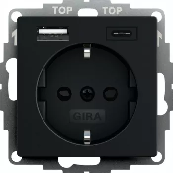 Gira kontaktligzda ar USB ligzdu, modelis 2459005, melna