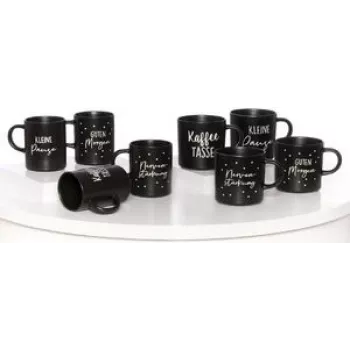 Porcelāna kafijas krūžu komplekts ritzenhoff & breker SVART 390 ml, melns, 4 gab., trauku mazgājamā mašīnā drošs