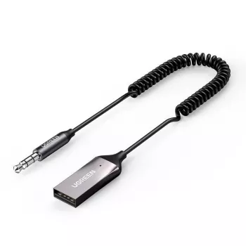 Audio uztvērējs UGREEN CM309 Bluetooth 5.0 USB ar 3.5 mm AUX ligzdu, melns, 20–20000 Hz