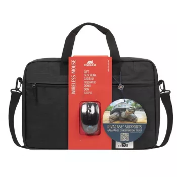 Portfelis Rivacase 8038 ar bezvadu peli 39.6 cm (15.6 collu) Melns