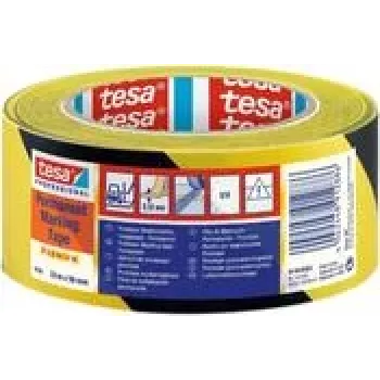 Grīdas marķējuma lente Tesa 04169 66 m x 50 mm, Premium melna/dzeltena
