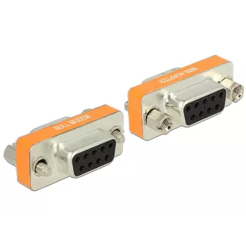 DeLOCK 65570 D-Sub 9 kontaktu (DB-9) ligzda–ligzda nullmodema savienotāju pārveidotājs, apzeltīti kontakti