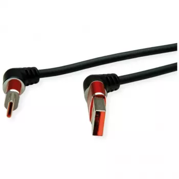 ROLINE USB 2.0 kabelis Type-C - Type-A ST/ST 360° rotācija melns sarkans 1 m