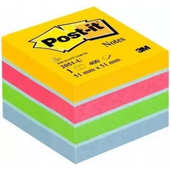 Post-It 2051-U Lipīgās lapiņas kvadrātveida zila - zaļa - rozā - dzeltena (2051-U)
