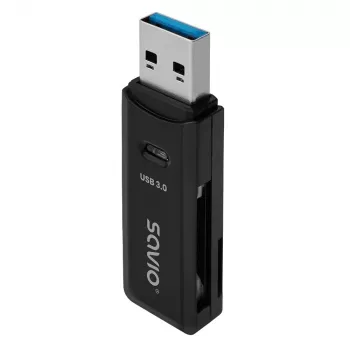 Karšu lasītājs SAVIO AK-64 USB 3.2 Gen 1 Type-A izeja, MicroSD slots, 5000 Mbit/s, melns