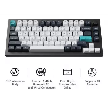 Mehāniskā tastatūra Keychron Q1 Max 75% ar Banana slēdžiem, Carbon Black