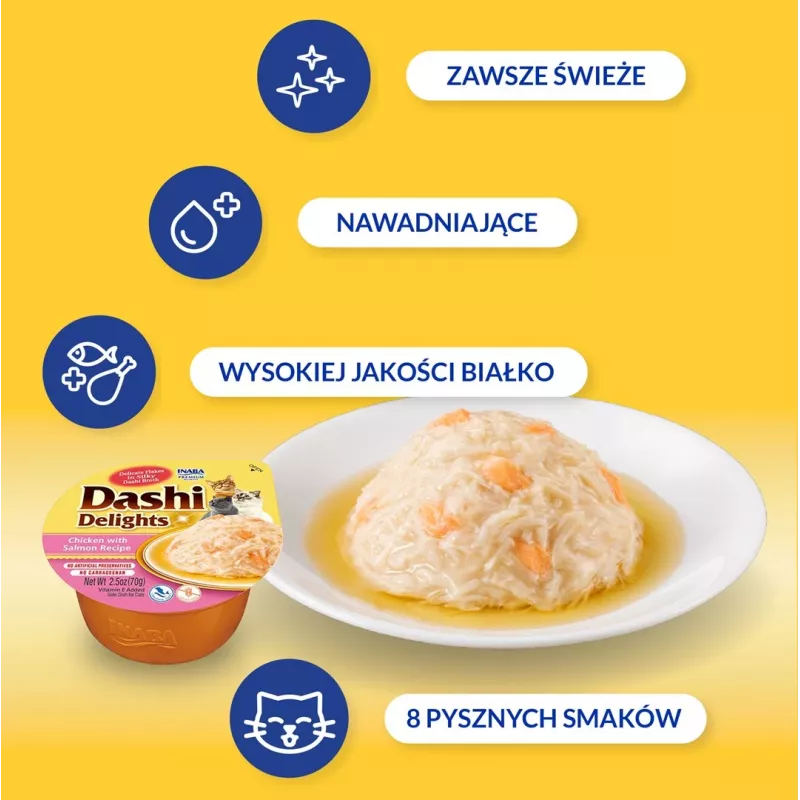 Slapjie kaķu gardumi INABA Dashi Delights Vistas ar lasi buljonā 70 g