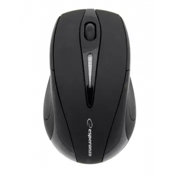 Bezvadu RF pele ESPERANZA EM101K, ambidekstra, 1000 DPI, 2.4 GHz nano USB uztvērējs, melna