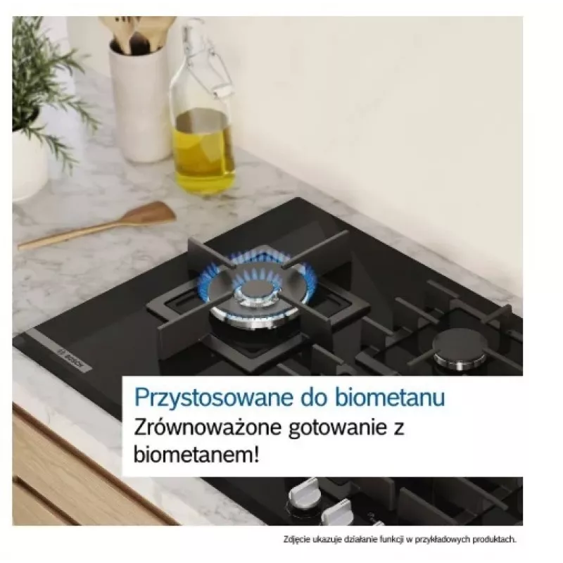 Iebūvējamā gāzes plīts virsma Bosch PPP6A2I40, 4 zonas, čuguna režģi, melna, 590×520×54 mm, rotējošie slēdži
