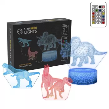 Galda LED lampa MANTA SNL117RGB RGB 3D dinozauru gaismas dekorācija