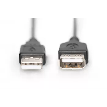 Digitus ASSMANN USB pagarinātājkabelis USB (S) uz USB (S) 1.8 m (USB 2.0) - Liets - Melns (AK-300200-018-S)