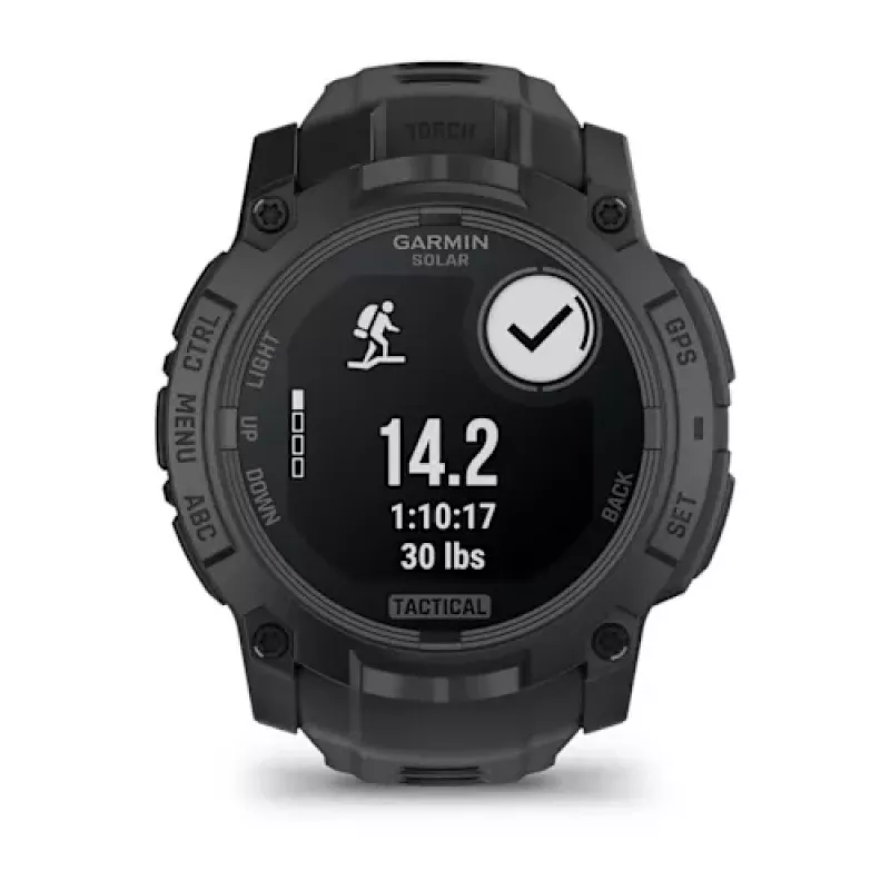 Garmin Instinct 3 Solar Tactical Edition 50 mm viedais pulkstenis, melns, ar silikona siksniņu