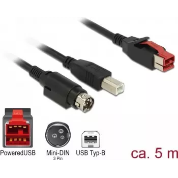 USB kabelis DeLOCK 85491 USB 2.0 5m USB B Melns