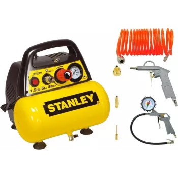 Bezeļļas kompresors 6L + pneimatiskais komplekts Stanley