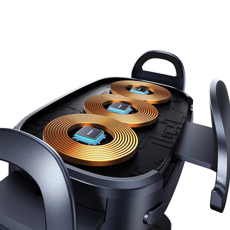 Baseus LightChaser BS-CM029 15W bezvadu lādēšanas auto telefona turētājs gaisa ventilācijas restēm, melns