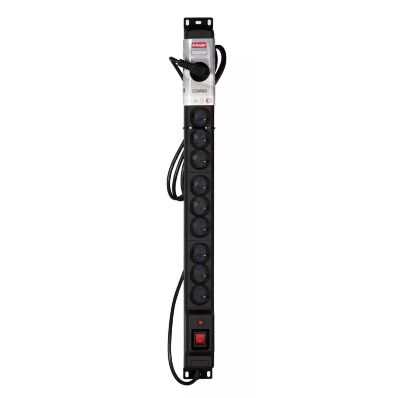 Activejet COMBO 12 ligzdu pagarinātājs 1,5m melns