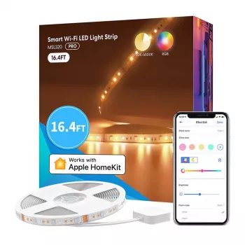 LED lentes sloksne Meross MSL320CPHK 5 m RGBWW Wi‑Fi, adresējama RGB + silta balta