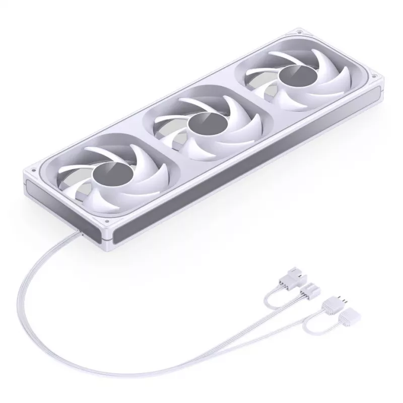 360 mm ARGB PWM Radiatora Ventilatoru Komplekts Jonsbo ZB-360 balts — 3x120 mm PWM ARGB ventilatori šķidruma dzesēšanas radiatoriem