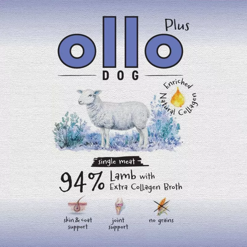 Ollo Plus Kolagen Jēra gaļa 400g skārdenē sunim
