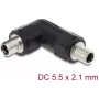 Delock 90942 DC savienotāja adapteris 5,5 x 2,1 mm, ligzda uz ligzdu, ar vītni, 90 grādu leņķī