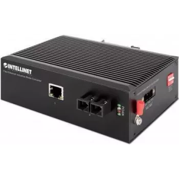 Intellinet Industriālais Fast Ethernet Media Converter, 100Base-TX uz 100Base-FX (SC) Vienmoda, 20 km, IP40 Metāla Korpusā, DIN-sliežu Montāža