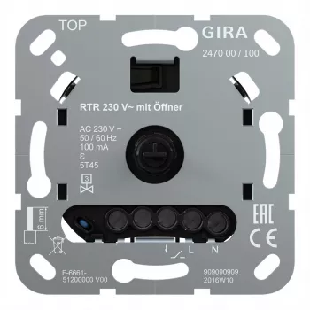 Gira 247000 telpas temperatūras regulatora ieliktnis 230V, normāli atvērts