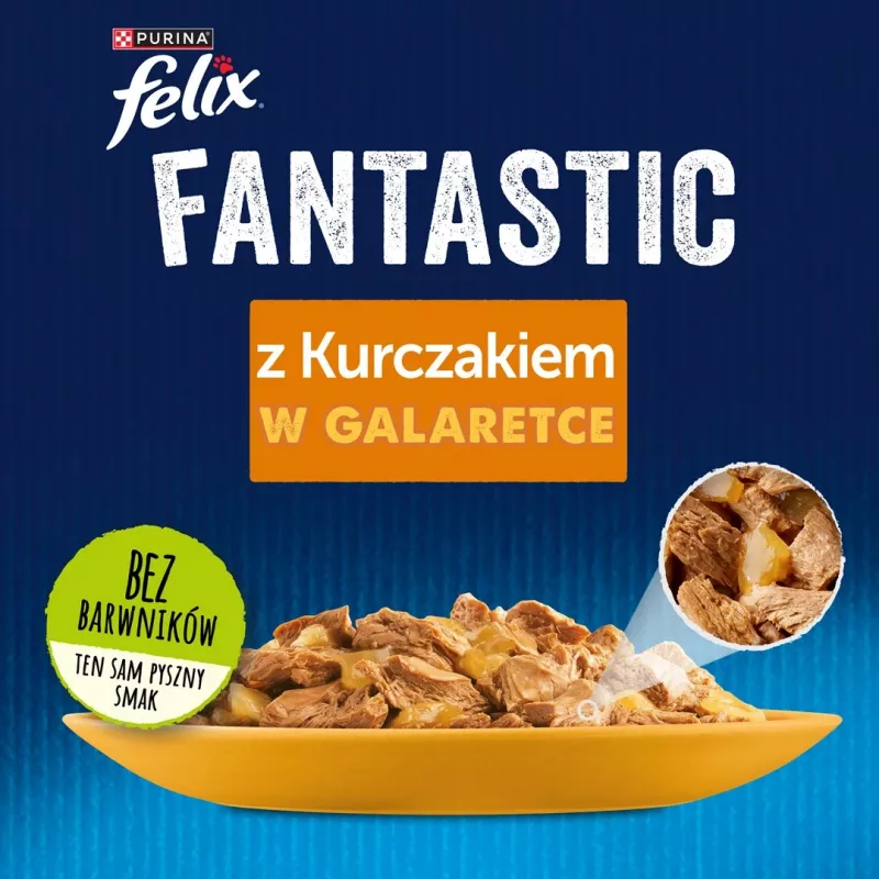 Purina Felix Fantastic mitrā barība kaķiem ar vistu želejā, 85 g