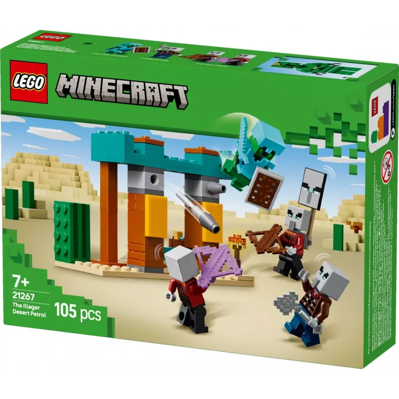 LEGO būvēšanas komplekts The Illager Desert Patrol 21267 – Minecraft rotaļu komplekts, 105 gabali, 4 minifigūras, 80×60×110 mm