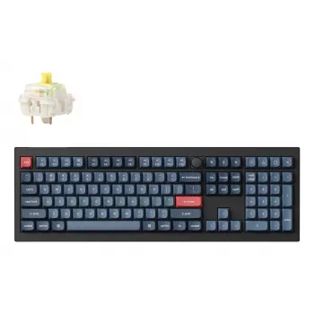 Tastatūra Keychron V6 Max Full-size (100%) RF Bezvadu + Bluetooth Mehāniska RGB Melna/Pelēka