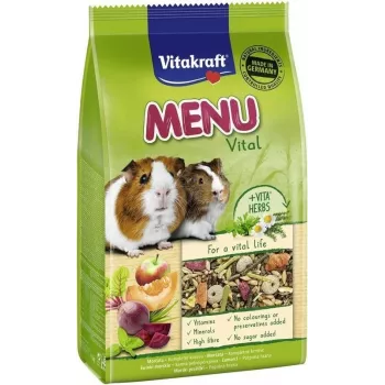 Vitakraft Menu Vital jūrascūciņu granulas 1 kg – graudu garša, C vitamīns, 12,5% šķiedrvielu, bez sojas