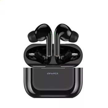 AWEI Bluetooth 5.0 T29 TWS austiņas ar uzlādes staciju melnas/melnas