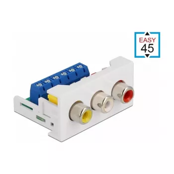 DeLOCK Easy 45 modulis 3 x RCA ligzda 22.5 x 45 mm